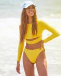 Muolux Bikini 2023 Woman High Waist Swimsuit Long Sleeve Sporty Crop Tops Bikini Set Surfing Swimwear Two Pieces Bathing
