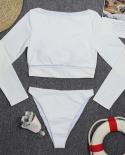 muolux ביקיני 2023 אישה בגד ים מותן גבוה שרוולים ארוכים ספורטיבי קרופ חולצות ביקיני סט גלישה בגדי ים שני חלקים רחצה