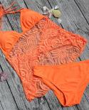 Muolux 2023 Two Piece Tankini Plus Size Swimwear Women Halter Push Up Backless Swimsuit Lace Mesh Bikinis Big Size Bathi