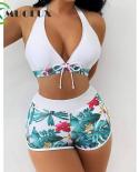 2023 High Waist Swimsuit Women Boyleg Bikini Set Summer Bathing Suit Biquini Two Pieces Tankini Push Up Beach Swimming S
