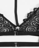  Lace Lingerie Set Threepoint Bikini Bra Suit Hanging Neck Underwear Hollow Porno Sleepwear Exotic See Through  Costume 