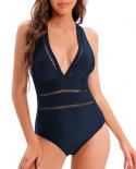 2023 جديد شبكة المرقعة ملابس النساء عميق الخامس قطعة واحدة ملابس السباحة الإناث رفع Monokini السباحون المايوه بحر