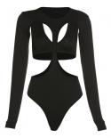 Yimunancy Cut Out Long Sleeve Bodysuit Black Skinny Bodysuit 2022 Spring Ladies  Bodysuit Body Femme  Bodysuits