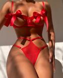 Ellolace Bowknot Sensual Lingerie Hollow Out  Underwear 2piece Red Hot  Porn Exotic Sets  Intim Goods  Exotic Sets