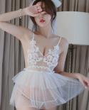  Cosplay Lingerie Mesh Lace Wedding Dress Outfits See Through Underwear Women Roleplay Bridal Costume Flirt Clothes