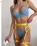 Ellolace  Lingerie Transparent Bra  Porn Underwear Women Body Fancy Intimate Luxury Lace Garters 5piece Fine Exotic Set 