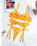 Ellolace Neon Floral Lingerie 3 Piece Set Transparent Underwear Women Push Up Bra With Bone  Lingerie Sensual Lingerie S