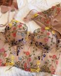 Ellolace  Lingerie Fairy Floral Embroidery Padded Underwear Lace Set Woman 2 Pieces  Luxury Fancy Outfits Intimate  Bra 