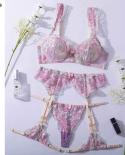 Ellolace Lingerie For Women Garter Fancy Underwear 4pieces Floral Embroidery Delicate Outfits Sensual Transparent Exotic