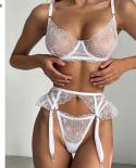 Ellolace Sensual Wedding Lingerie Transparent Bra Ruffle Underwear Naked Women Without Censorship Luxury Lace 3piece Int
