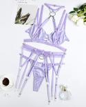 Ellolace Luxury Lingerie Halter Bra Fancy Garter Brief Sets  Porn Underwear Women Body Pushup Bras Lavender Fine Intimat
