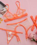 Ellolace Neon Sensual  Female Lingerie Transparent Bra Panty Set 4pieces See Through Seamless Exotic Sets Fancy Underwea