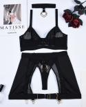 Ellolace Fine Lingerie  Fancy Underwear Uncensored Mesh Transparent Bra Thongs Garters Luxury Exotic Sets 4piece Outfit 