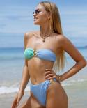  Bandeau Micro Bikini 2023 Summer Two Piece Swimsuit Women  Shell Strapless Backless Swimwear Low Waist Beachwear Xjy76