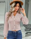 Fashion Slim Knitted Short Blouse Women 2022 Autumn Long Sleeve Cropped Shirt Female Solid Tops Knitwear Womens Cothing