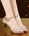Fish Mouth Solid Color Sandals Women 2022 Summer New Oneword Buckle Belt Fashion Shallow Mouth Simple Womens High Heels