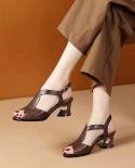 Womens Fish Mouth Sandals, Medium And Thick Heels, Stylish, Comfortable With Soft Bottom And Straps, Summer 2022