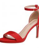 Dream Pairs Women High Heel Sandals Stiletto Pumps Summer Red Leather Ankle Buckle Platform Woman Sandals Dress Shoes 20