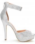 Dream Pairs Platform Sandals Women Super High Heels Party Wedding Shoes Plus Size Open Toe Crystal Shine Pumps Feminina 