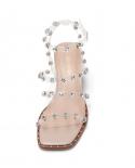 Dream Pairs Womens 2022 New Clear Rivet Sandals Summer Fashion Shoes Studded Rhinestone Cute Chunky Heels Sandals For Wo