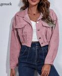 Spring Casual Long Sleeve Womens Jackets Fashion Corduroy Tops Crop Jacket Women Buttons Outerwear Coats Female Clothin
