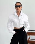 Fashion Slim Cotton Womens Cropped Blouse Vintage Long Sleeve Streetwear Short Shirt Female 2022 Autumn White Shirts To