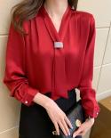 Office Casual Satin Silk Blouse Women Fashion Long Sleeve Chiffon Shirts Tops Ribbon Loose Bow Tie Blouses Women Clothin