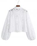 Chic  Hollow Out White Women Blouse Vintage Long Sleeve Women Shirts Tops Casual Fashion Loose Shirts Female Blusas 221