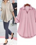 Elegant Office Lady Women Shirt Tops Summer New Short Sleeve Shirts For Women Fashion Cotton Vneck Shirt Blouse Blusas 1