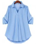 Elegant Office Lady Women Shirt Tops Summer New Short Sleeve Shirts For Women Fashion Cotton Vneck Shirt Blouse Blusas 1