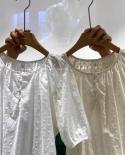 Jacquard Loose Chic White Shirt Women Clothes Elegant Ploka Dot Blouse Women Puff Short Sleeve Blouses Summer Fashion To