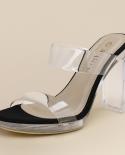 Dream Pairs Women Sandals Slip On Transparent Strap  Crystal Heels Non Slip Pumps Women  Clear High Heels Summer Sandals
