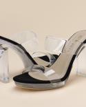 Dream Pairs Women Sandals Slip On Transparent Strap  Crystal Heels Non Slip Pumps Women  Clear High Heels Summer Sandals