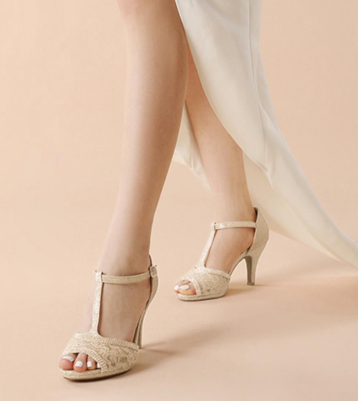 Dream Pairs Women Summer Lace Sandals 2022 Rhinestone Pumps Fashion Stilettos Open Toe Ladies Wedding Party High Heels S