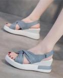 Wedge Heel Fashion Sandals Women 2022 Summer New  High Heeled Velcro Fairy Wind Open Toe Comfortable Womens Shoes