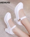 Autumn New Black White Elegant Middle Heel Ladies Wedding Bride High Heels Shoes Women Pumps Small Plus Size 33 43 Tacon
