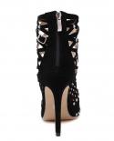 Ladies Gladiator Roman Sandals Summer Rivet Studded Cut Out Caged Ankle Boots Stiletto High Heels Women Luxury  Shoes Pu