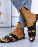 Classic New  Women Flat Flip Flops Double Chain Fashion Sandal Slippers Shoes Women Lady Flats Slippers Sandals Shoes Wo