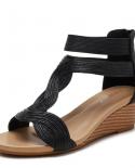Summer New Sandals Women Wedges Shoes Soft Leather T Strap Zipper Open Cover Heel Platform Design Ladies Shoes Female La