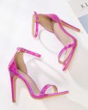   Pink Summer Gladiator Sandals Women High Heels 11cm Women Shoes Ankle Strap Sandals Sandales Femmehigh Heels
