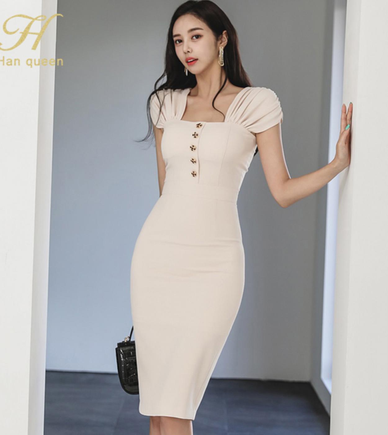 US 37.41 H Han Queen New Summer Vestidos Simple Chic Work Wear