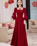 H Han Queen New Womens Simple Red Vintage Dresses French Long Sleeve A Line Office Dress Elegant Slim Long Party Casual