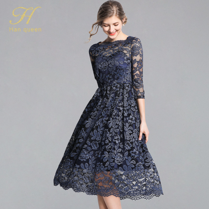 H and m deals blue lace dress