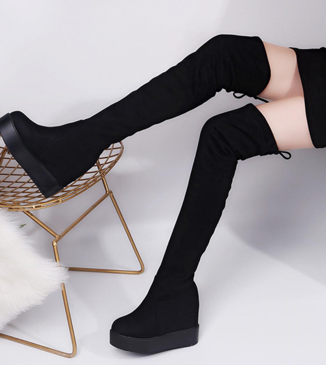 Comemore 2022 Fashion Hidden Heel Woman Long Over The Knee Boot Womens Winter Platform High Socks Boots For Women Shoes