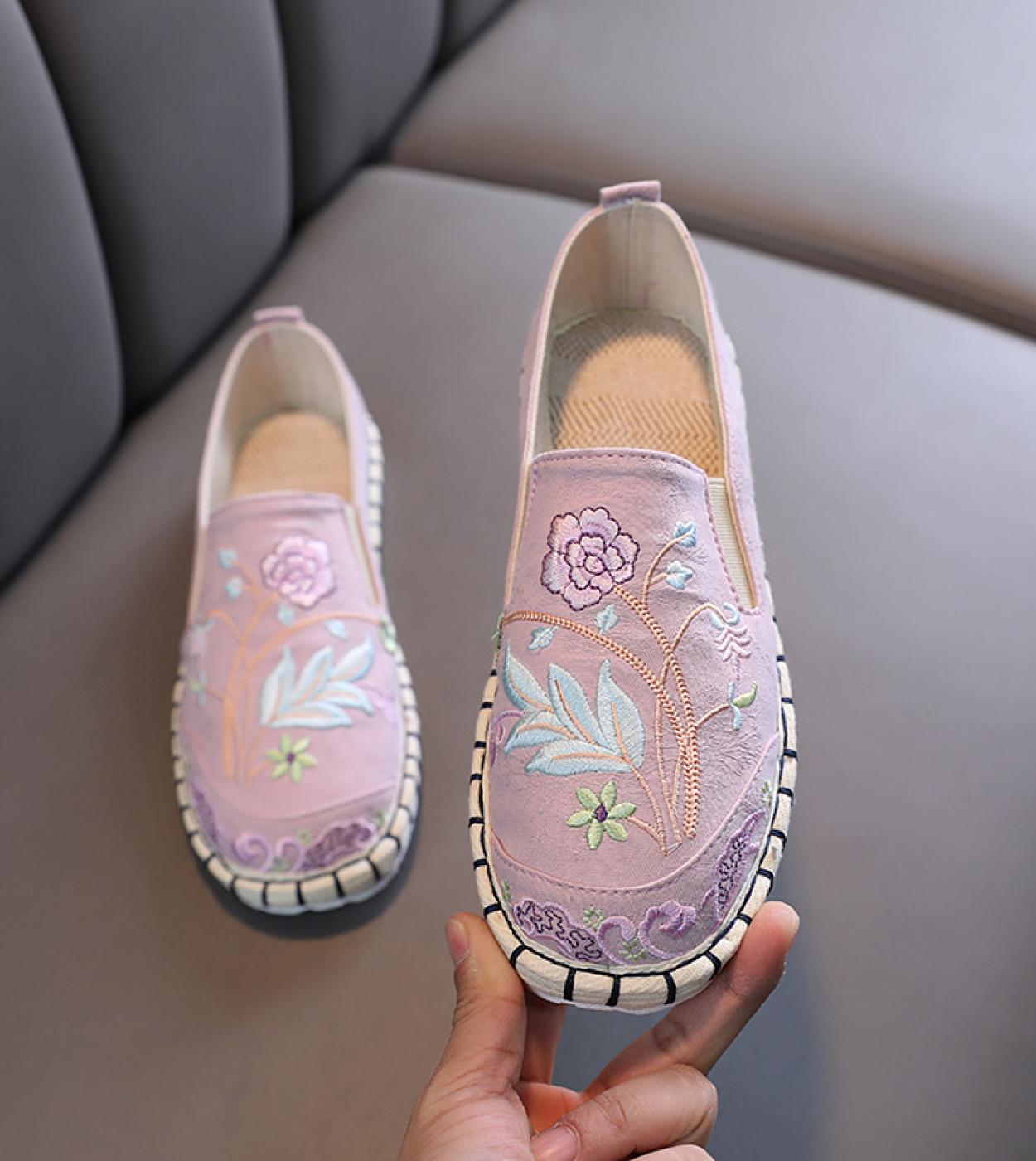 Comemore Beijing Embroidered Hanfu Shoes Woman Spring Summer 2022 Canvas Chinese National Style Flats Womens Loafers Sn