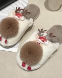 Comemore Christmas Elk Plush Home Slippers Women Casual Winter Warm Shoes Comfort Deer Slippers Zapatos Mujer 2022 Free 