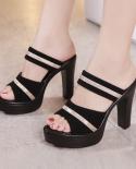 Comemore Womens Summer Sandals 2022 High Heels Slides Women Office Platform Shoes Woman Ladies Slippers Plus Size 32 33