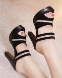 Comemore Womens Summer Sandals 2022 High Heels Slides Women Office Platform Shoes Woman Ladies Slippers Plus Size 32 33