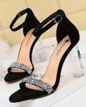 Comemore 2022 Summer Women Shoes 95cm High Heels Sandals Bling Silver Black Heels Suede Pumps Lady Plus Size 43 Luxury 
