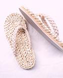 Comemore Fashion Womens Mens Straw Slippers Handmade Chinese Sandals Uni Summer Home Shoes New Flipflops Flat Size 43 